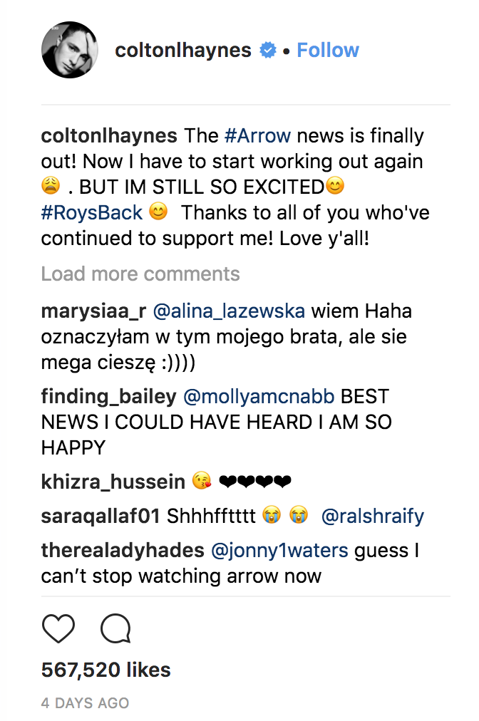 Colton Hayes arrow season 7 dc comics news