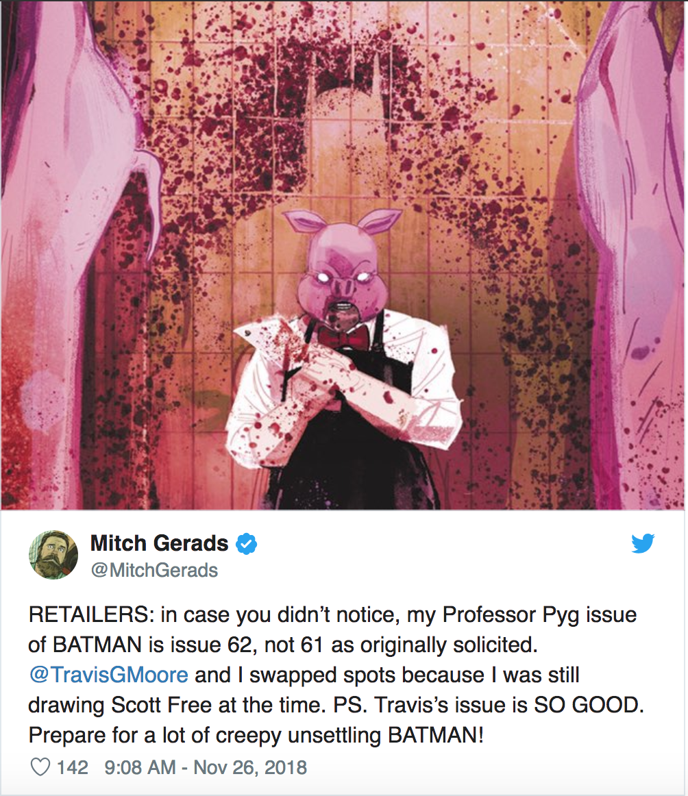 King and Gerads's Professor Pyg 'Batman' Issue Delayed - DC Comics News