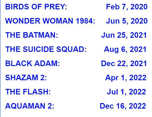 DC Movie Schedule 