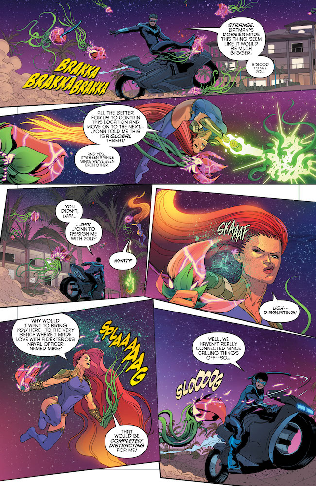Starfire-and-Nightwing-catch-while-fighting-bad-guys-DC-Comics-News-Reviews