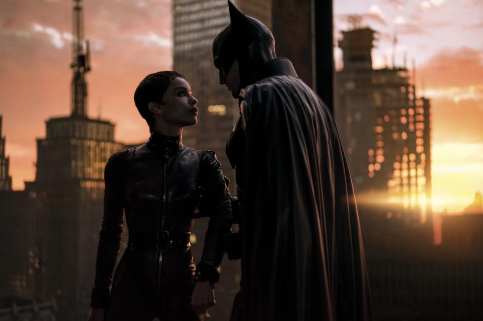 Zoe Kravitz as Catwoman and Robert Pattinson as Batman in Matt Reeves The Batman